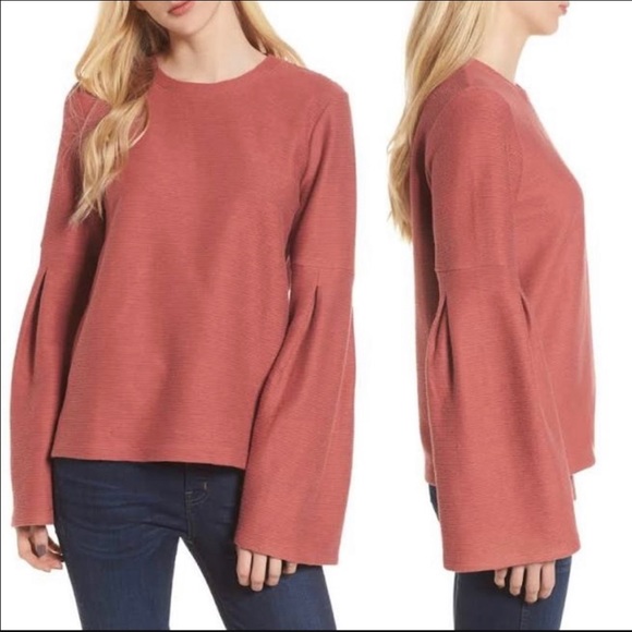Madewell Sweaters - Madewell Flare Sleeve Ribbed Top Antique Rose size Medium